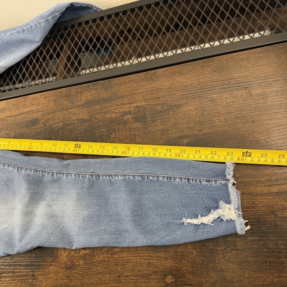 S.O.N.G Skinny Jeans Womens 15/32 Blue Distressed Stretch Denim Mid Rise Raw Hem - Picture 11 of 12
